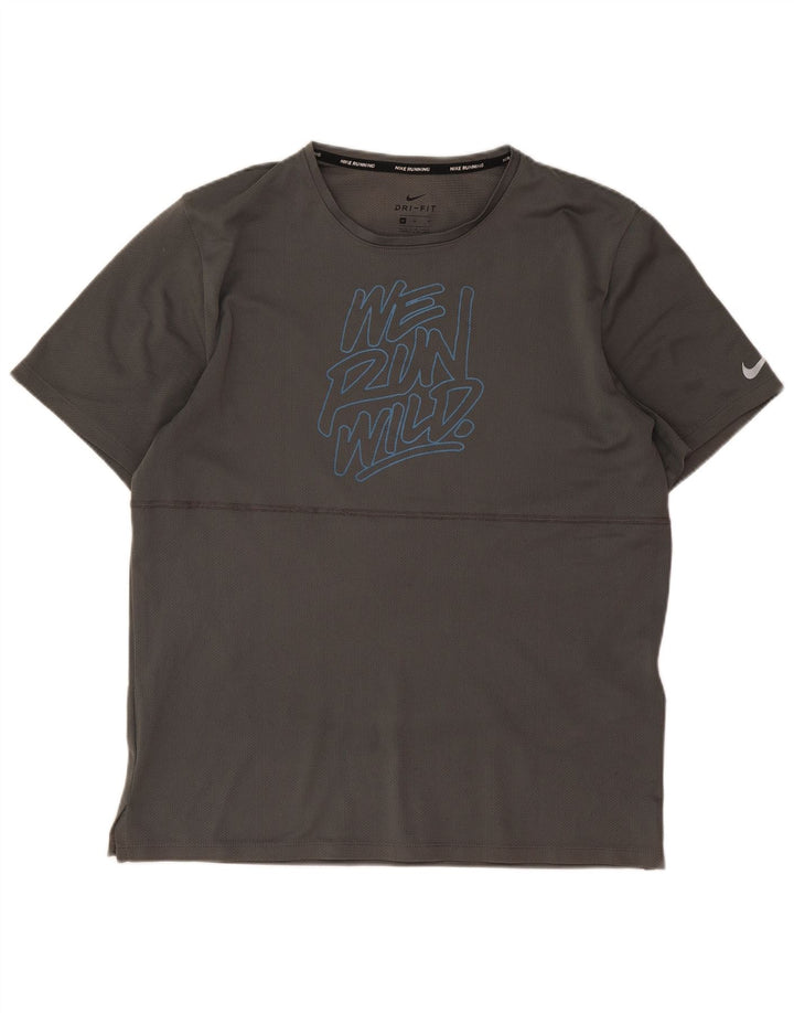 Nike Homme Dri Fit Graphic T-Shirt Haut Gris Moyen Polyester