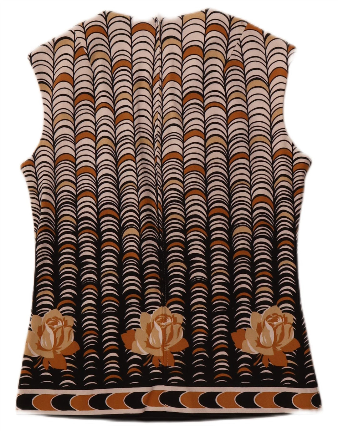 Blouse sans manches femme vintage Top IT 40 Petit Polyester Géométrique Beige