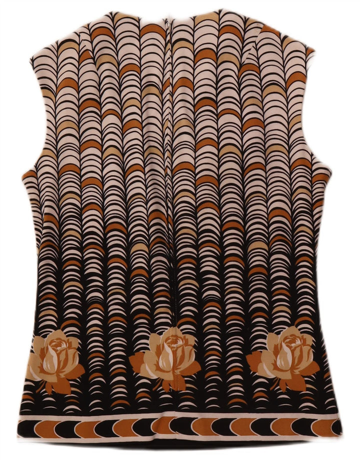 Blouse sans manches femme vintage Top IT 40 Petit Polyester Géométrique Beige