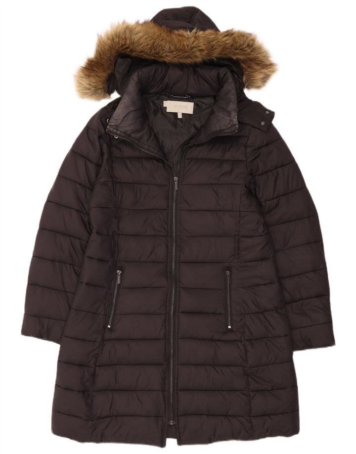 Hobbs Manteau rembourré à capuche pour femme UK 42 Medium Noir Polyamide