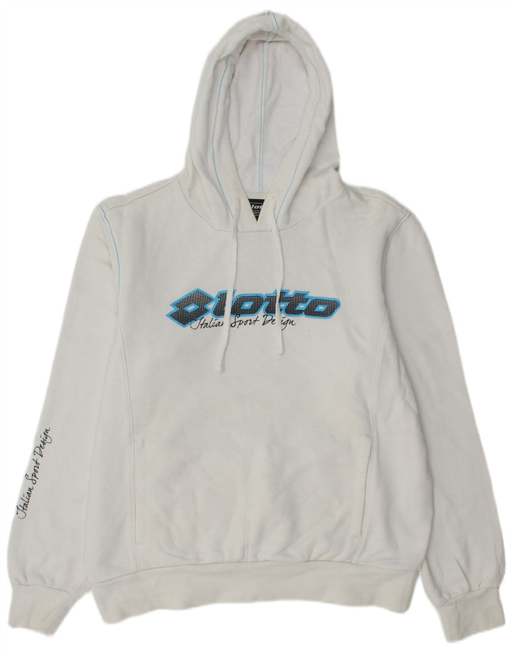 Lotto Pull à Capuche Graphique Homme Blanc Moyen Coton