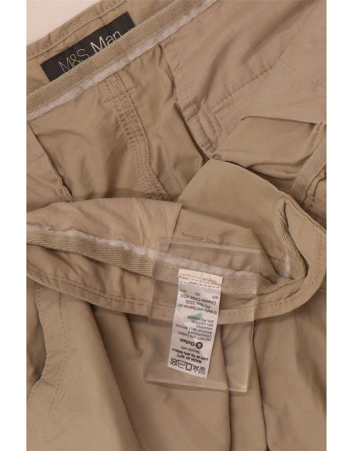 Marks & Spencer Short Cargo Homme W38 XL Coton Beige