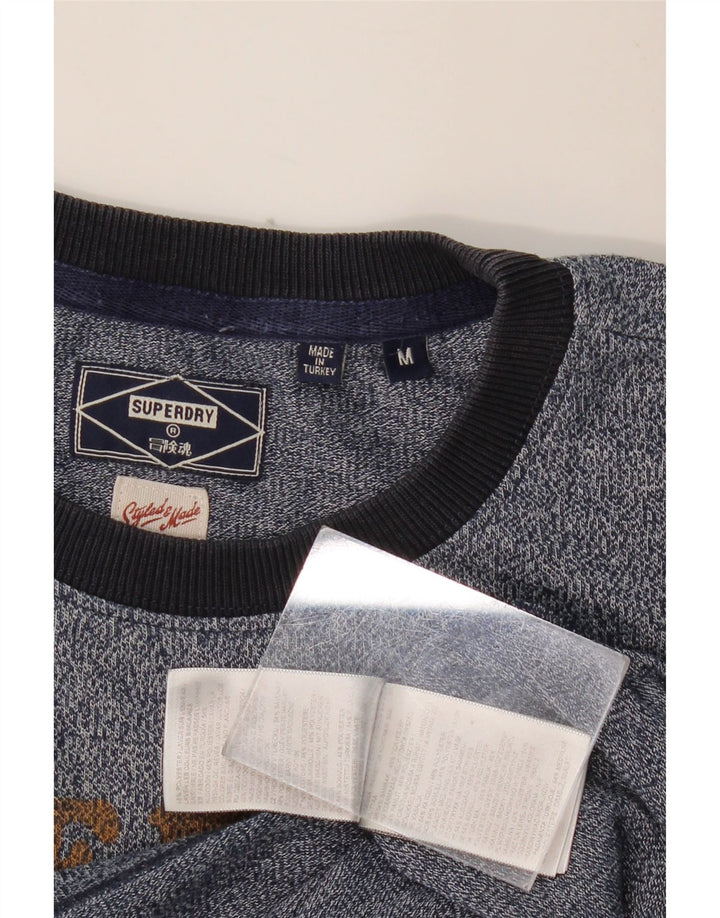 SUPERDRY Homme T-Shirt Graphique Top Bleu Marine Moucheté Coton