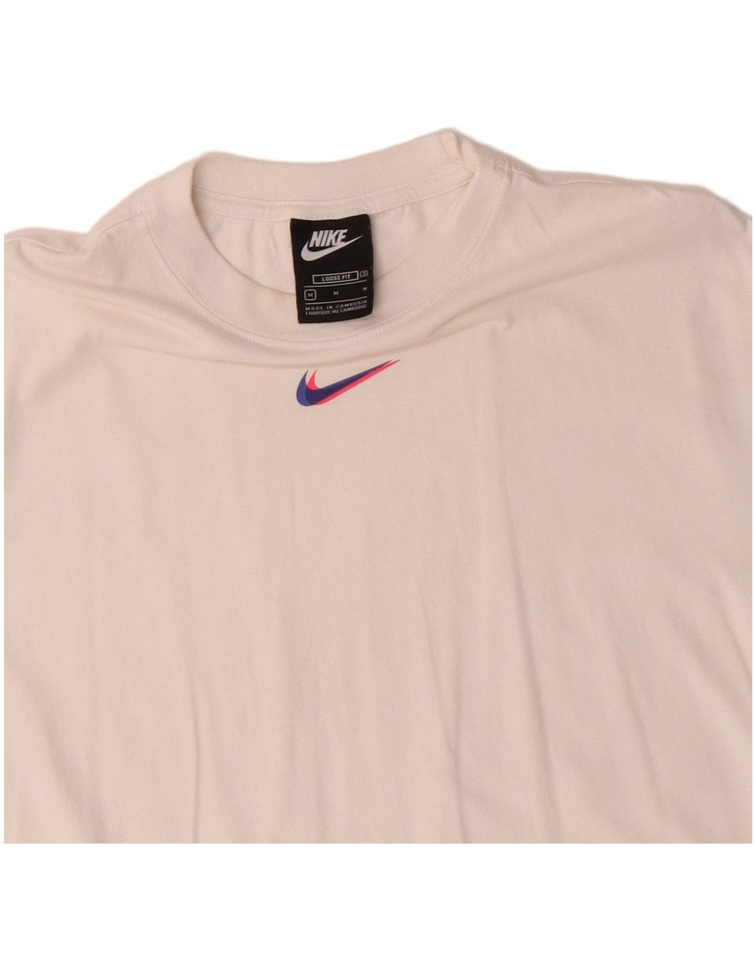 NIKE T-shirt coupe ample pour femme UK 14, coton blanc moyen