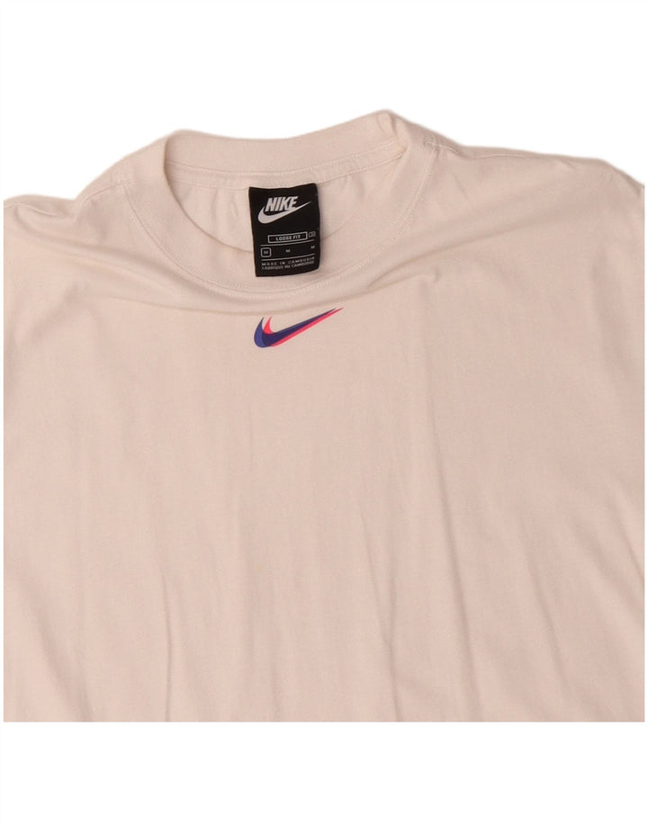 NIKE T-shirt coupe ample pour femme UK 14, coton blanc moyen
