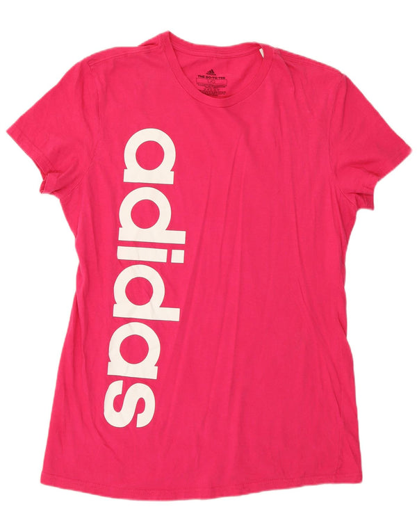 Adidas T-shirt graphique pour femme UK 16 Grand coton rose