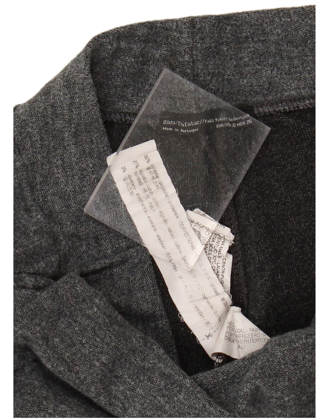 Zara Pantalon court à jambe large pour femme Petit W26 L24 Gris Polyester