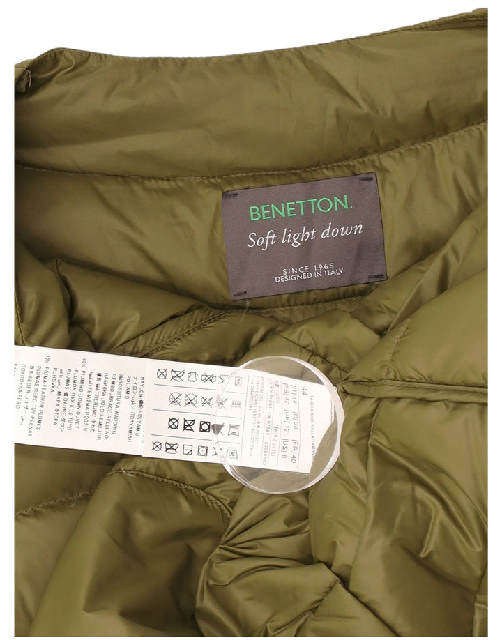 Benetton Veste Rembourrée Femme UK 12 Kaki Moyen Polyamide