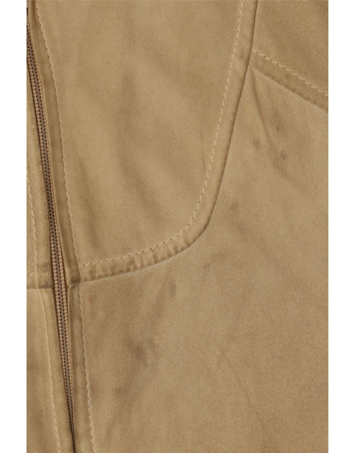 vintage Mens Suede Bomber Jacket UK 38 Beige Moyen