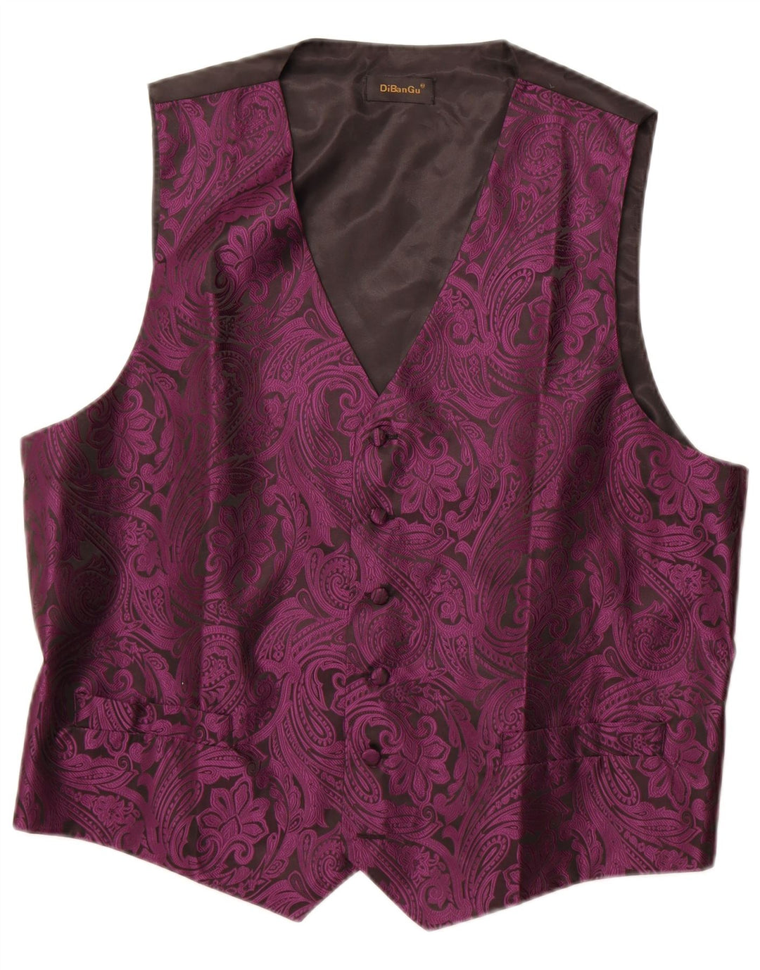 Gilet homme vintage 2XL Violet Paisley Polyester