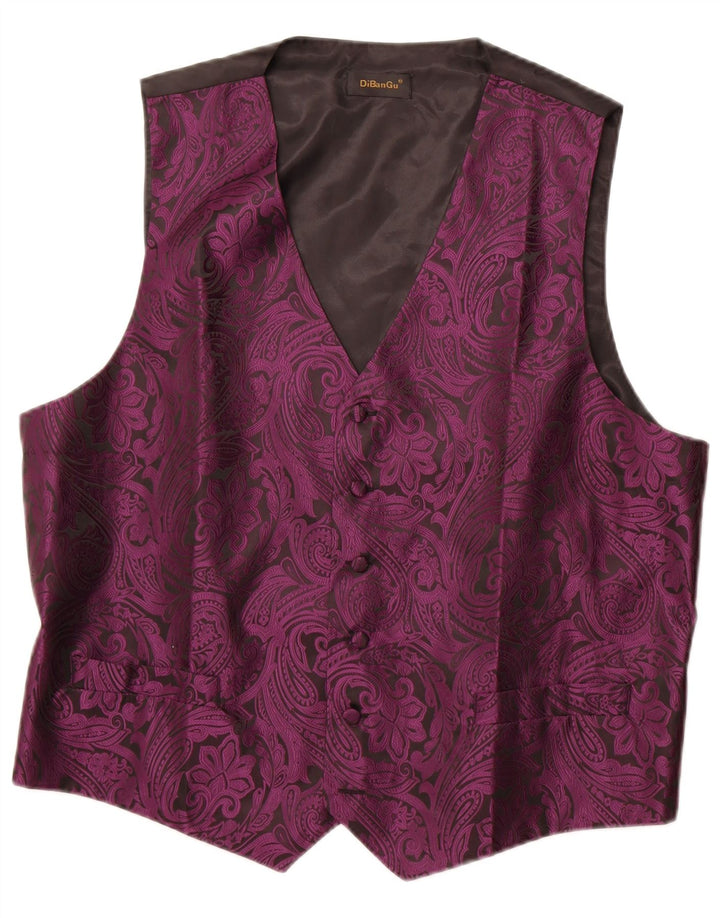 Gilet homme vintage 2XL Violet Paisley Polyester