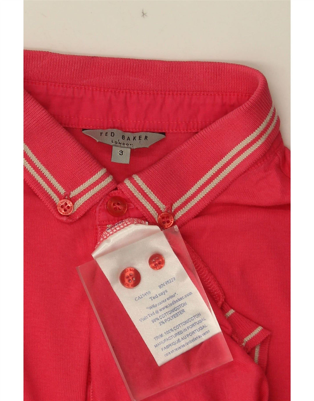 Ted Baker Pull col polo pour homme Taille 3 Rose moyen rayé