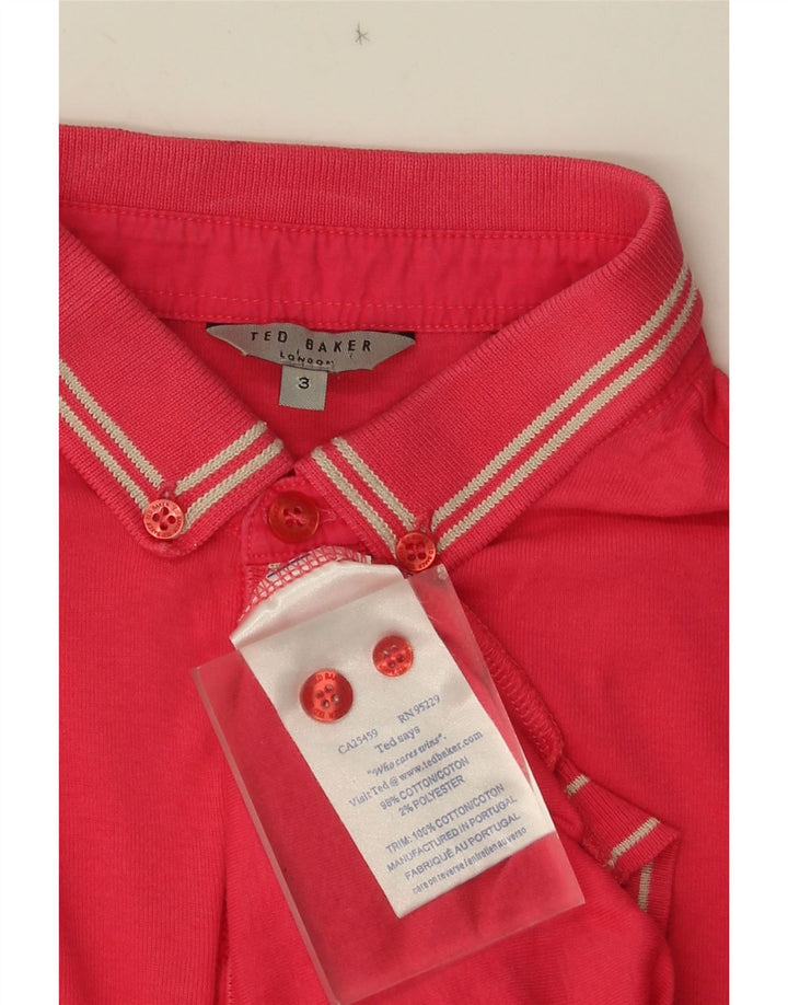 Ted Baker Pull col polo pour homme Taille 3 Rose moyen rayé