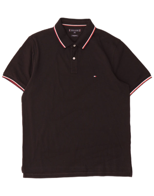 Tommy Hilfiger Polo coupe slim pour homme 2XL en coton rayé noir