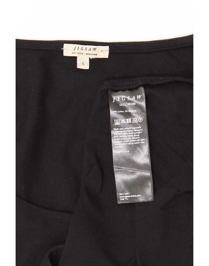 Jigsaw Womens Top Manches Longues UK 10 Small Noir Coton