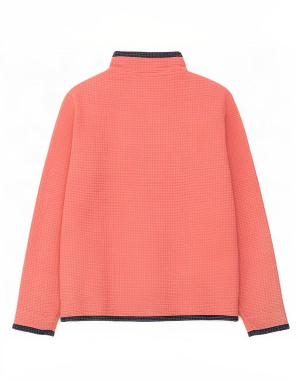 Weird Fish Womens Zip Neck Fleece Jumper UK 16 Large Pink Polyester