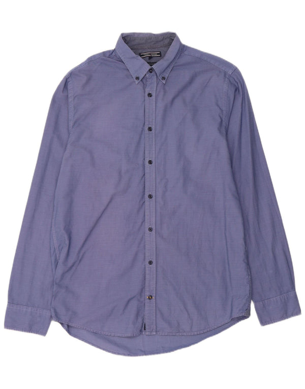 Tommy Hilfiger Chemise New York Fit pour homme en coton à fines rayures bleues