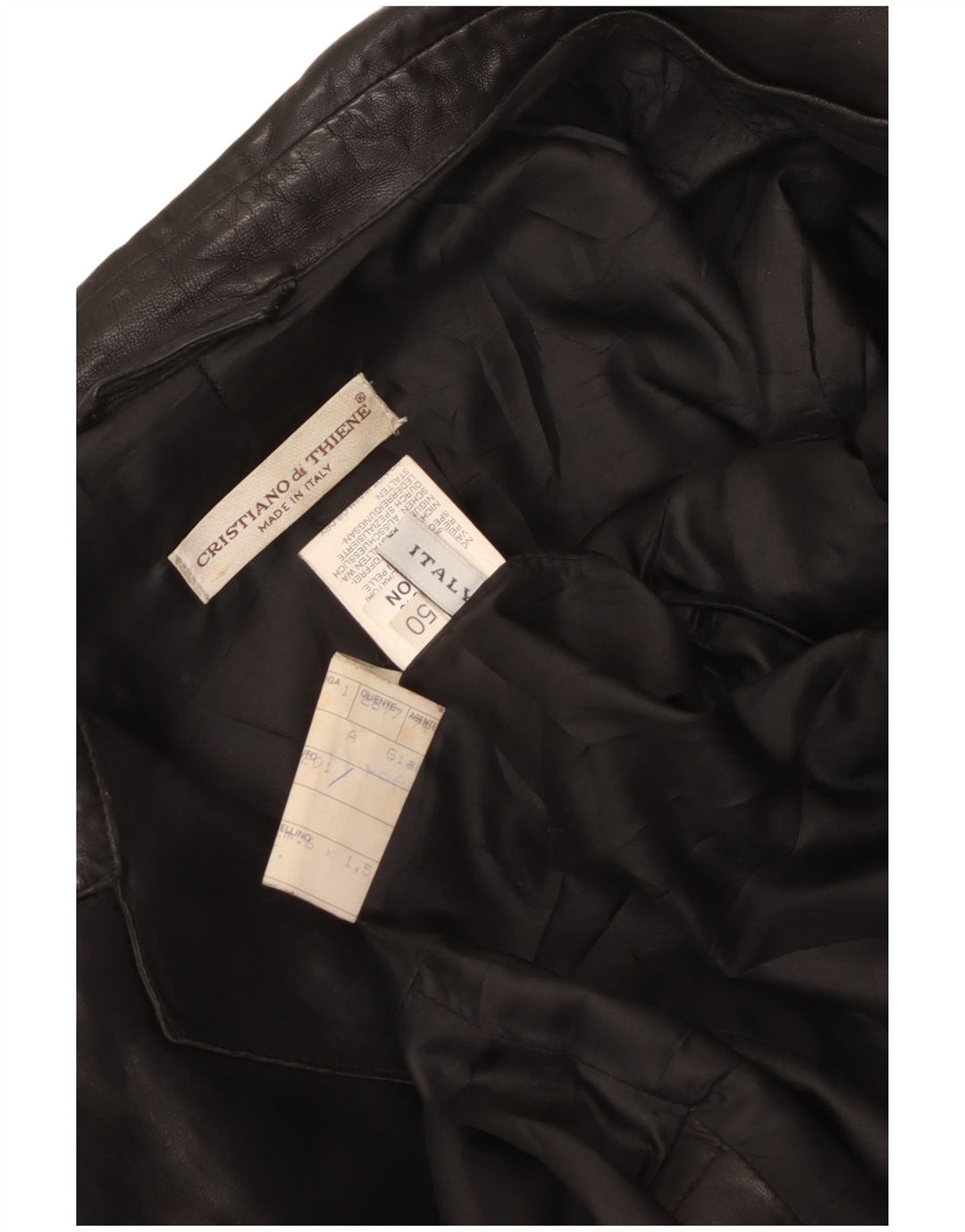 Cristiano Di Thiene Veste en cuir pour homme UK 36 Petit cuir noir