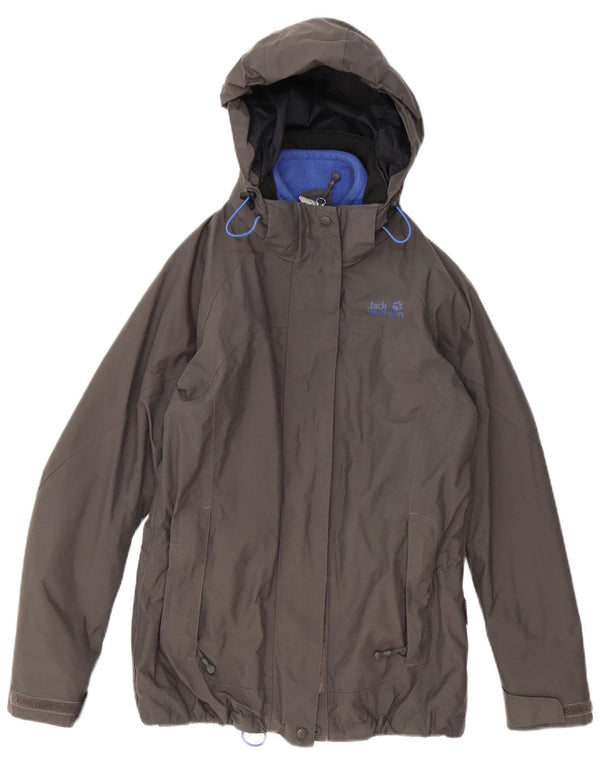 Jack Wolfskin Veste coupe-vent surdimensionnée à capuche pour femme UK 8 Small Gris