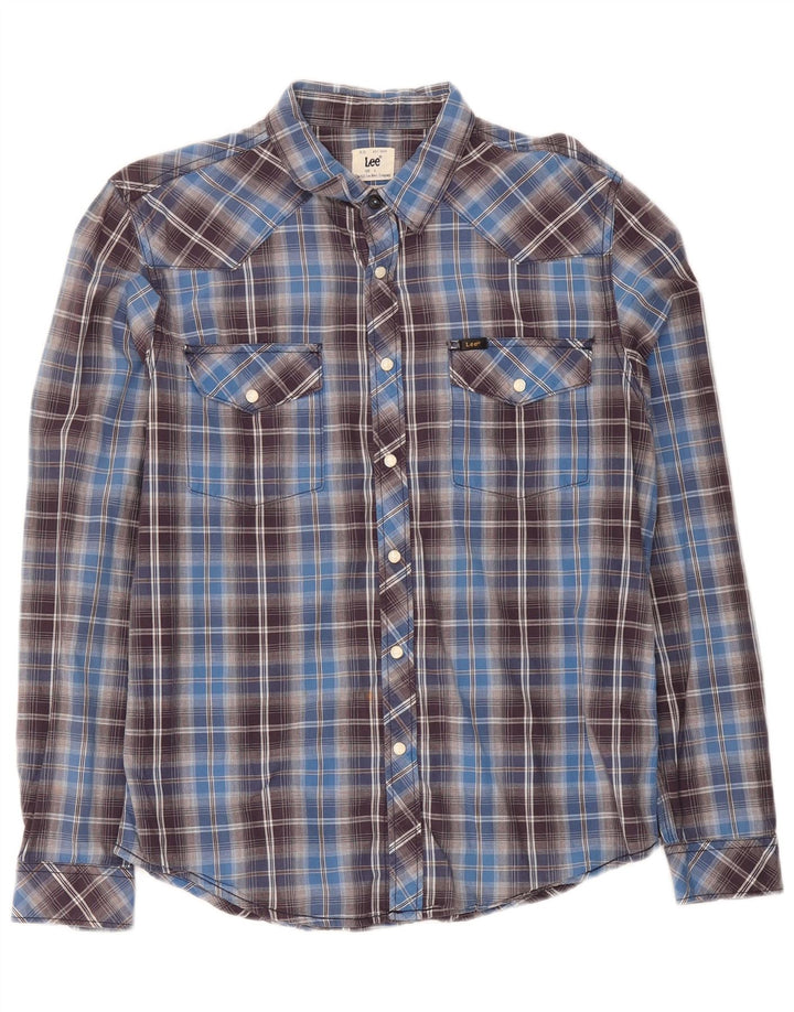 Lee Chemise Slim Fit Homme Grand Carreau Bleu Coton