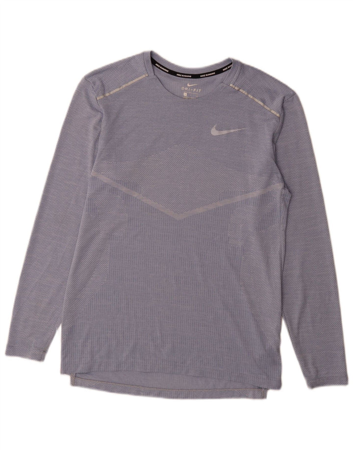 Nike Haut Dri Fit à manches longues pour homme en polyester à fines rayures bleues