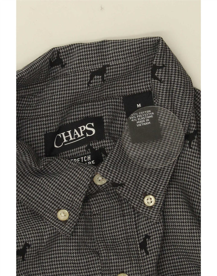 Chemise Homme Chaps Coton Pied-de-Poule Gris Moyen
