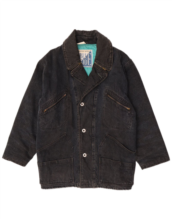 Blue Side Veste en jean pour homme UK 40 Large Noir