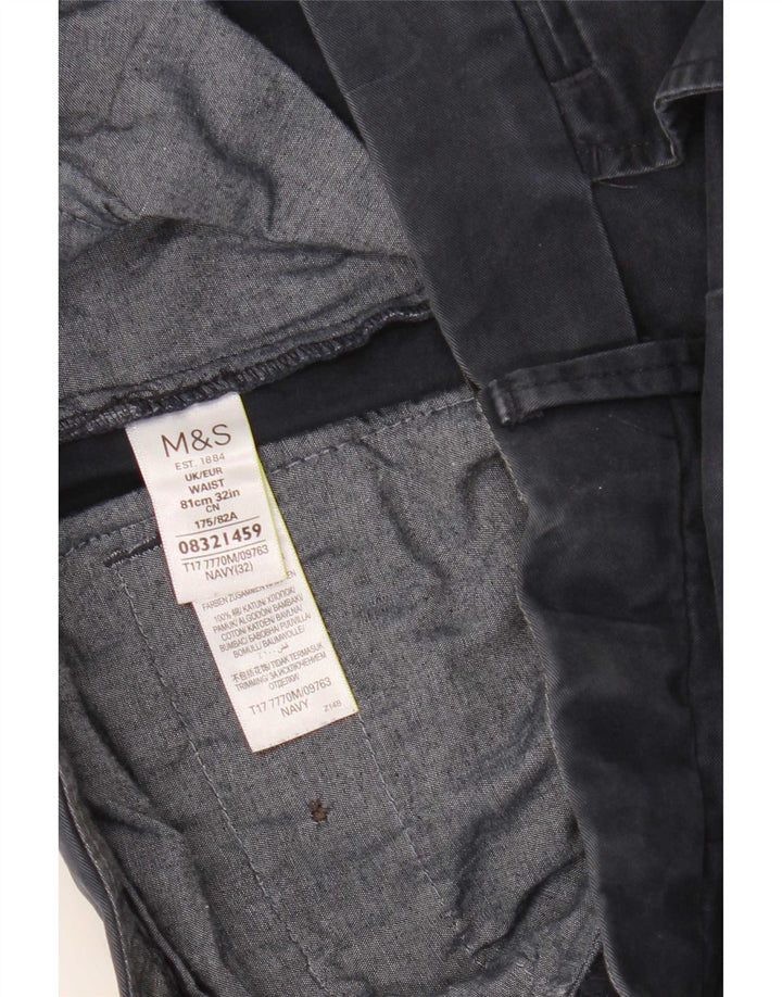 Marks & Spencer Short Chino Homme W32 Bleu Marine Moyen Coton