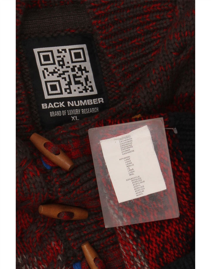 VINTAGE Pull col boutonné pour femme UK 18 XL Colorblock rouge