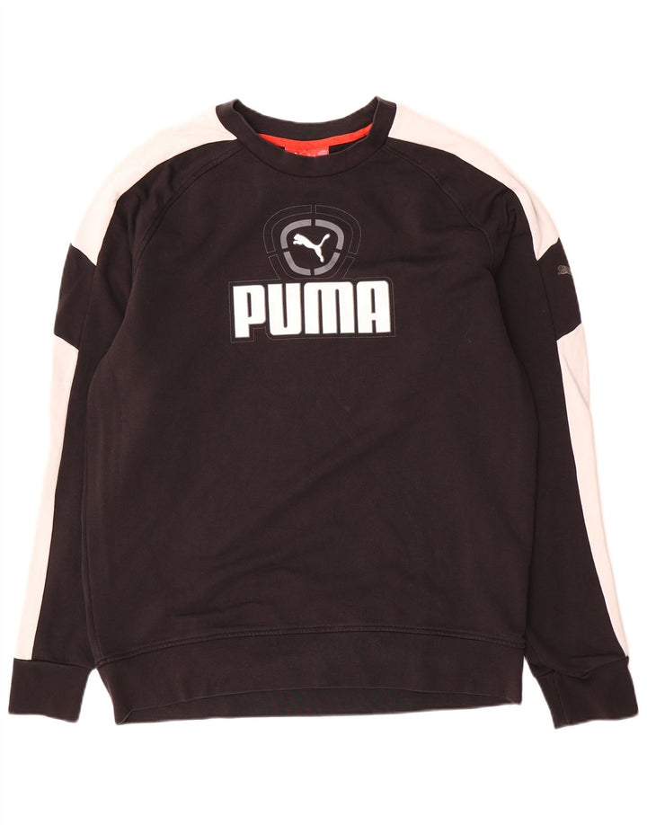 Puma Sweat-shirt graphique pour homme en coton color block Noir Taille L