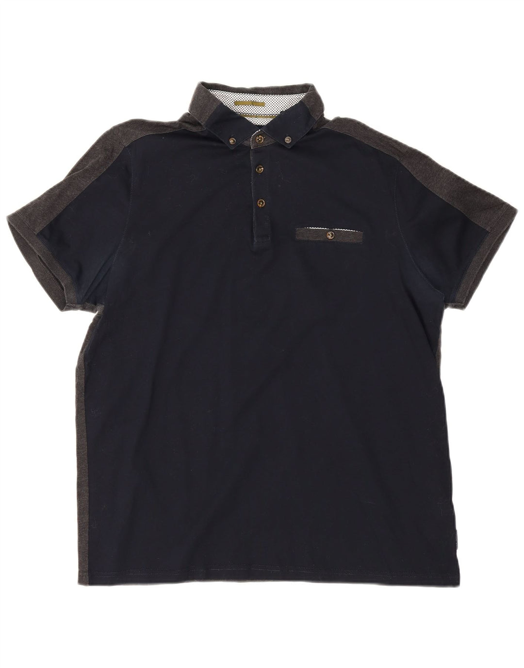 Ted Baker Polo Homme Taille 4 Grand Bleu Marine Colorblock Coton