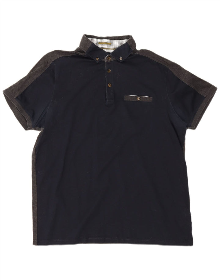 Ted Baker Polo Homme Taille 4 Grand Bleu Marine Colorblock Coton