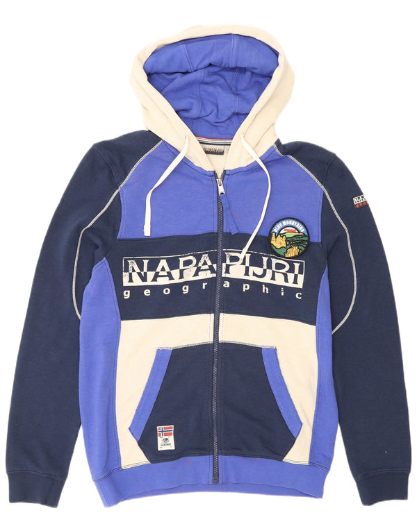 Napapijri Sweat à Capuche Zippé Geographic Homme Bleu Moyen Colourblock