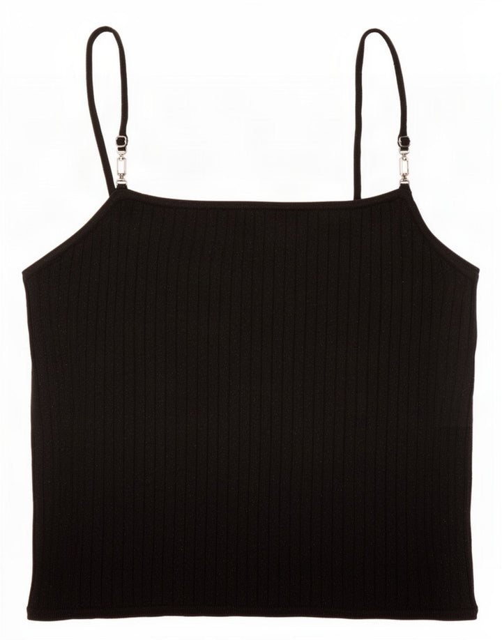 Zara Femme Cami Top UK 12 Medium Noir Moucheté Viscose