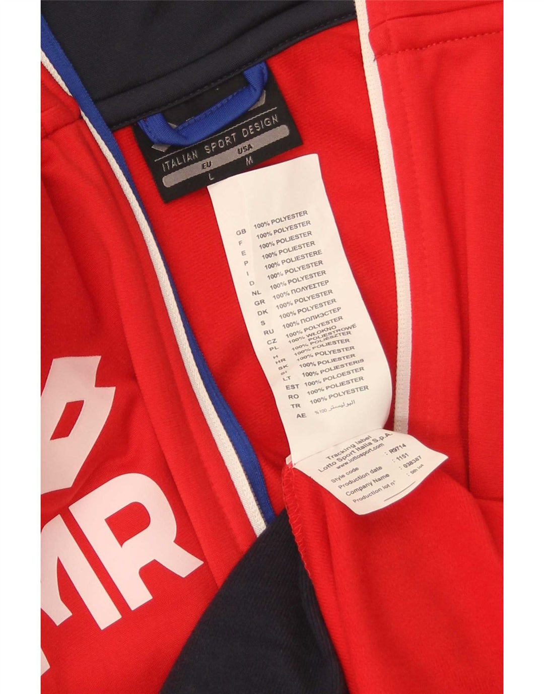Lotto Veste de Survêtement Graphique pour Homme Grand Rouge Colorblock Polyester