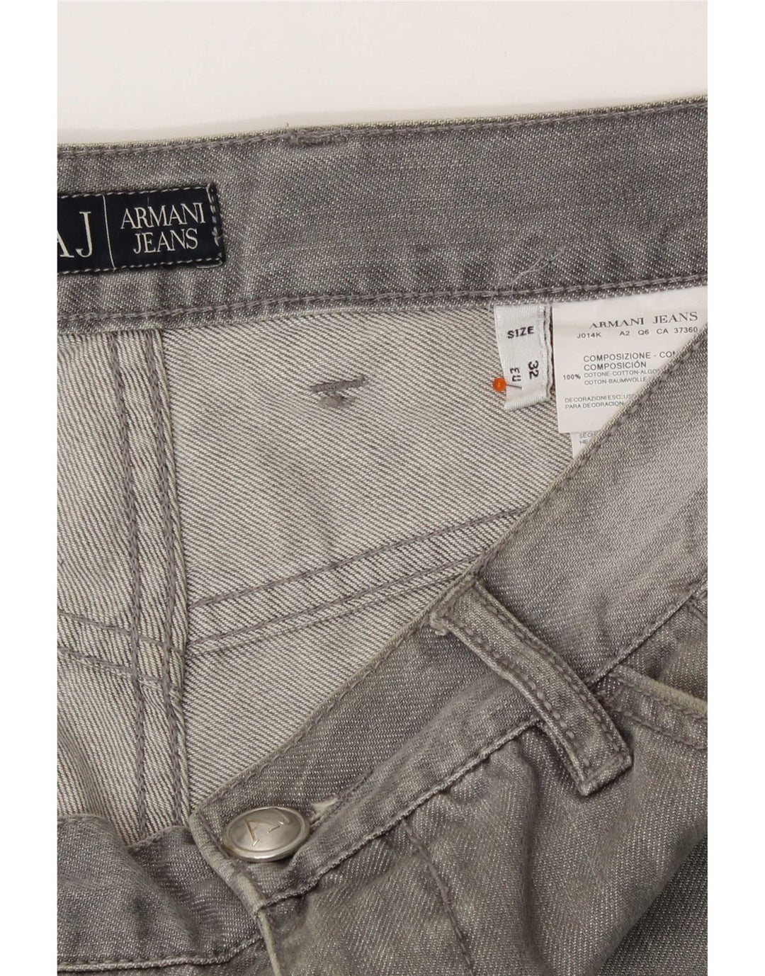 Armani Jean droit vieilli W32 L29 pour homme en coton gris