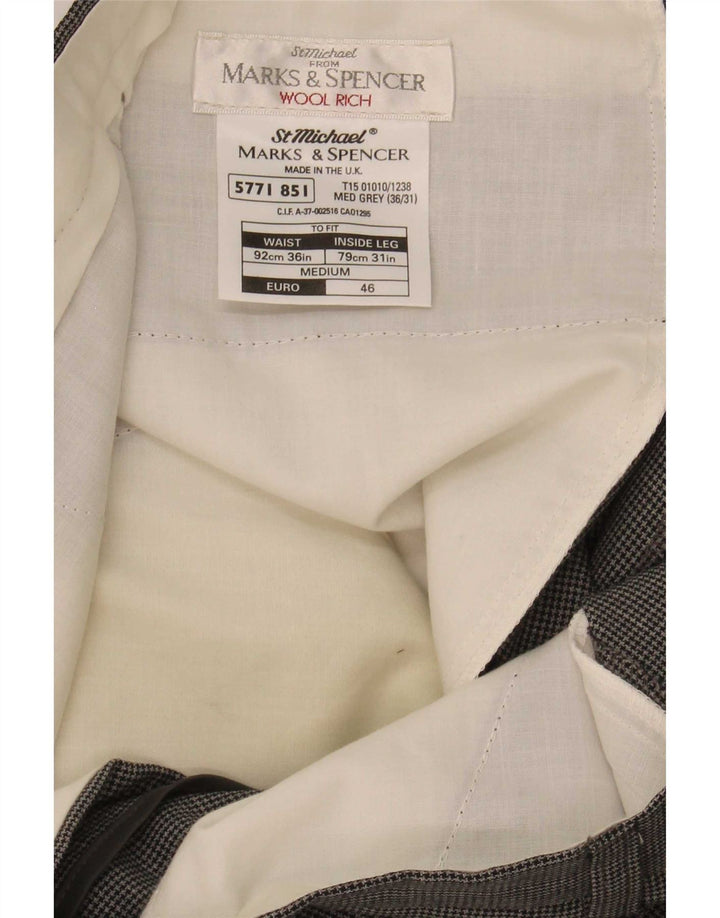 Marks & Spencer Pantalon de costume St. Michael pour homme W36 L31 Gris pied-de-poule