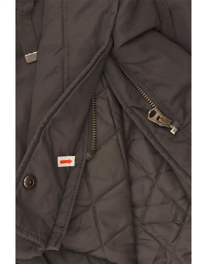 Benetton Parka à capuche pour femme UK 40 Large Gris Coton