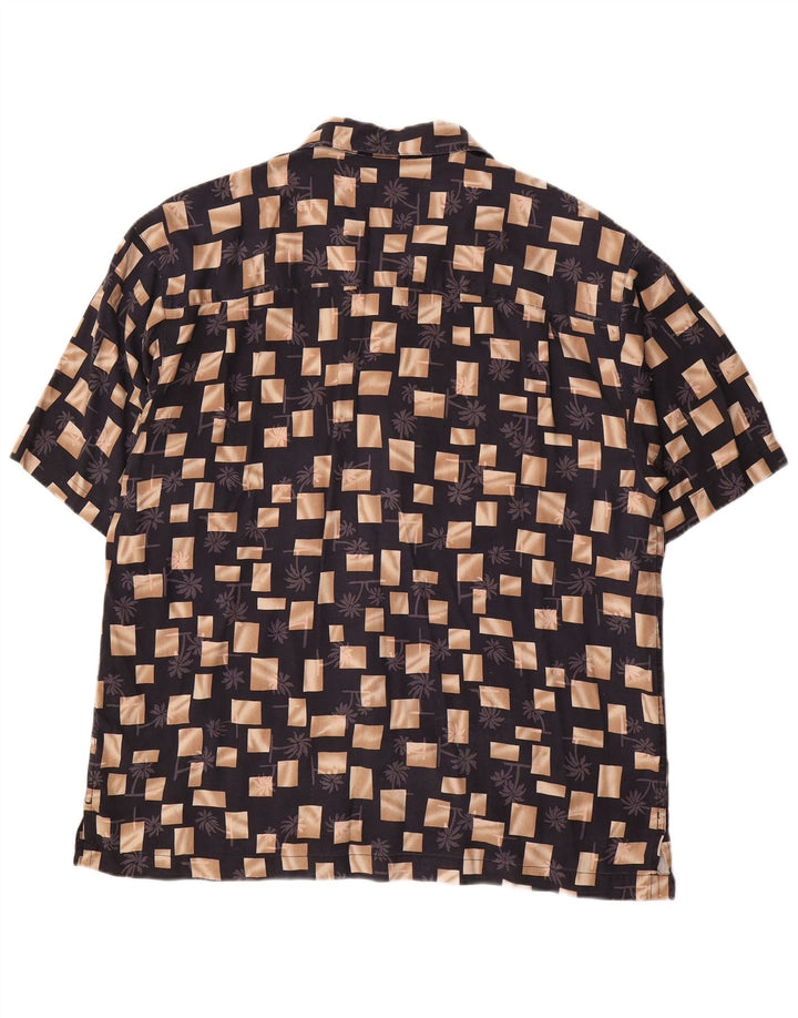 Joseph & Feiss Chemise à Manches Courtes Homme Large Noir Géométrique Soie