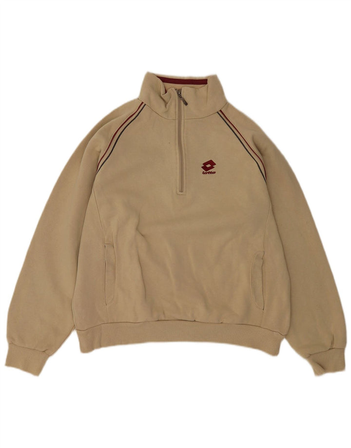 Lotto Sweat-Shirt Col Zippé Homme Coton Beige Moyen