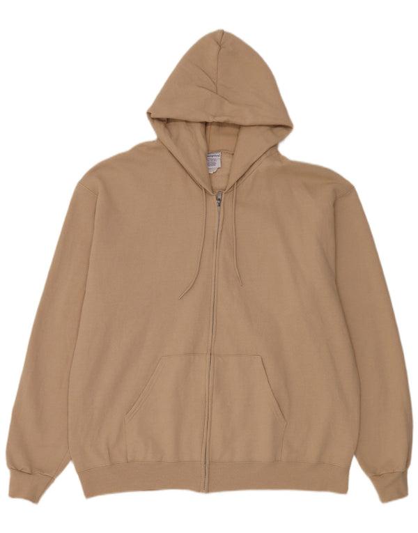 Champion Pull à capuche zippé XL en coton beige pour homme