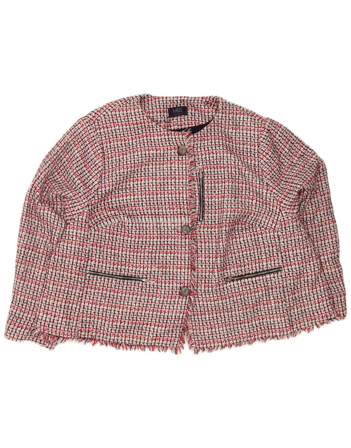 Marks & Spencer Veste blazer à 3 boutons pour femme UK 30 6XL Rouge à carreaux Polyester
