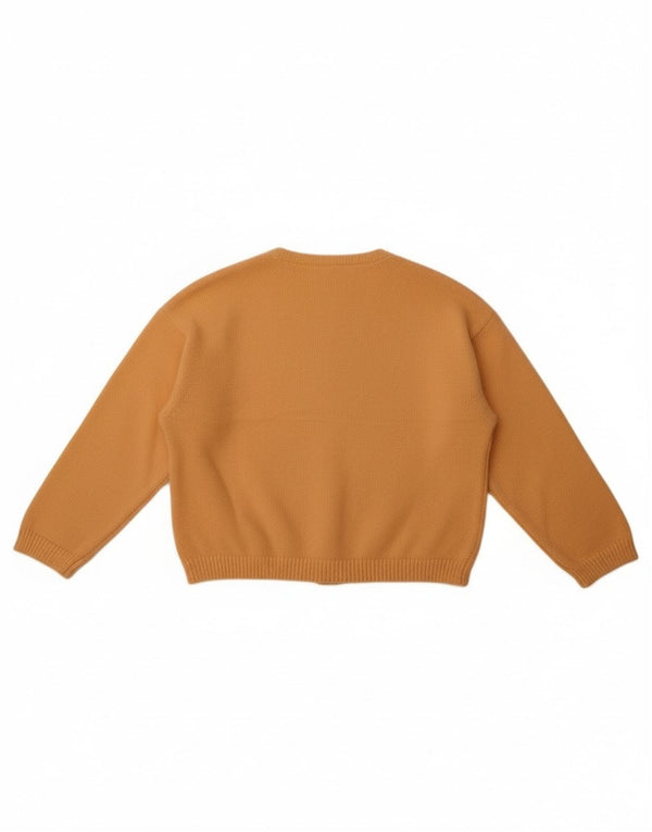 vintage Womens Crop Cardigan Pull UK 14 Laine Orange Moyenne