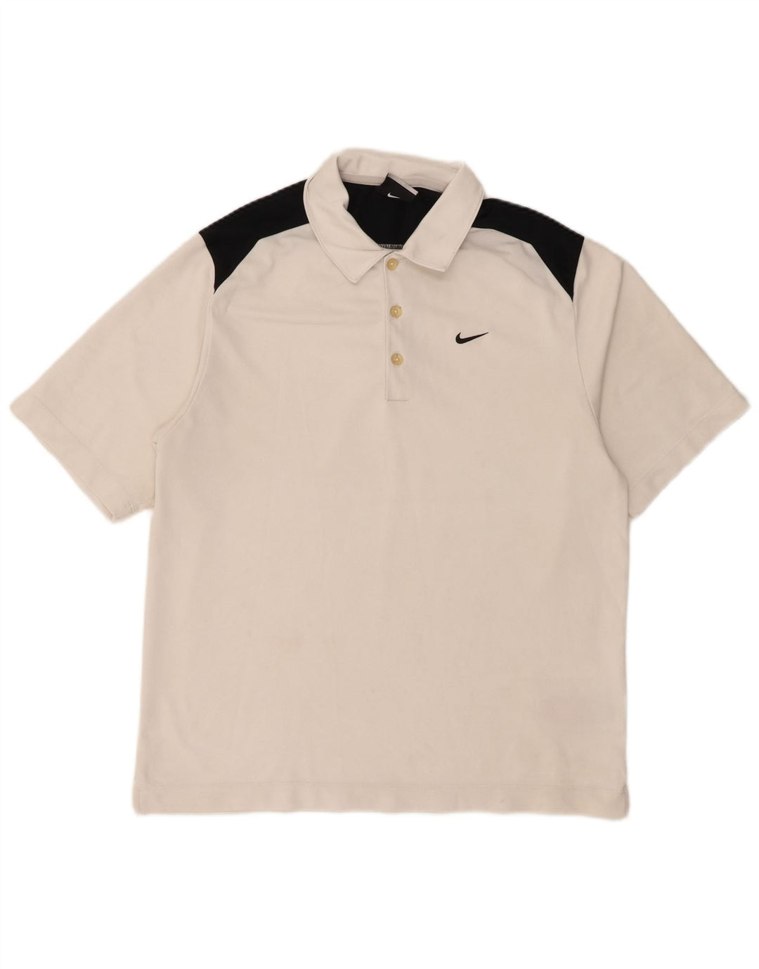 Polo Nike Homme UK 38/41 Polyester Colorblock Blanc Moyen