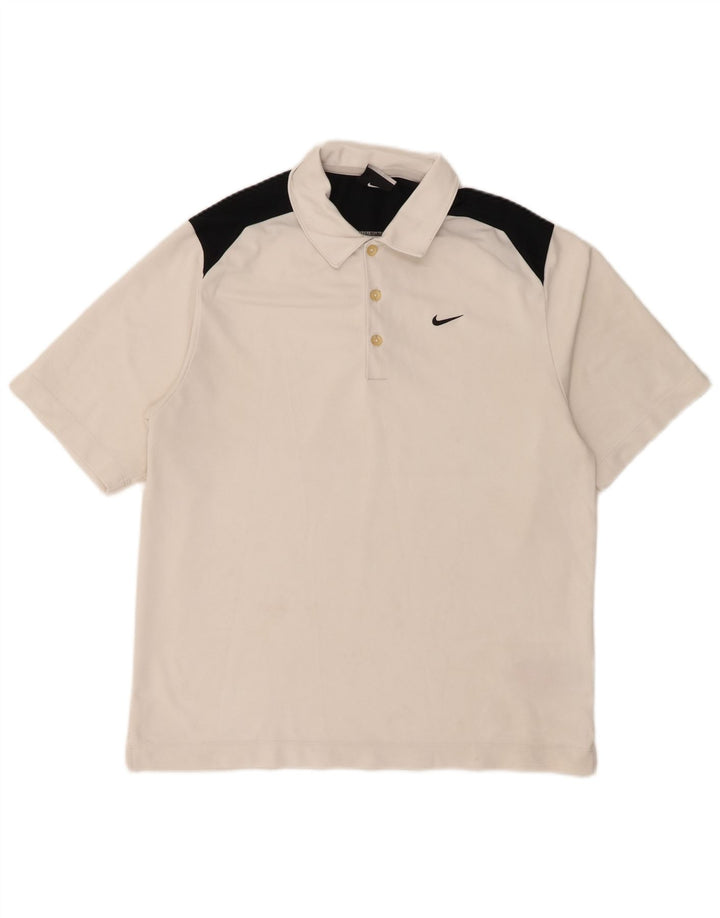 Polo Nike Homme UK 38/41 Polyester Colorblock Blanc Moyen