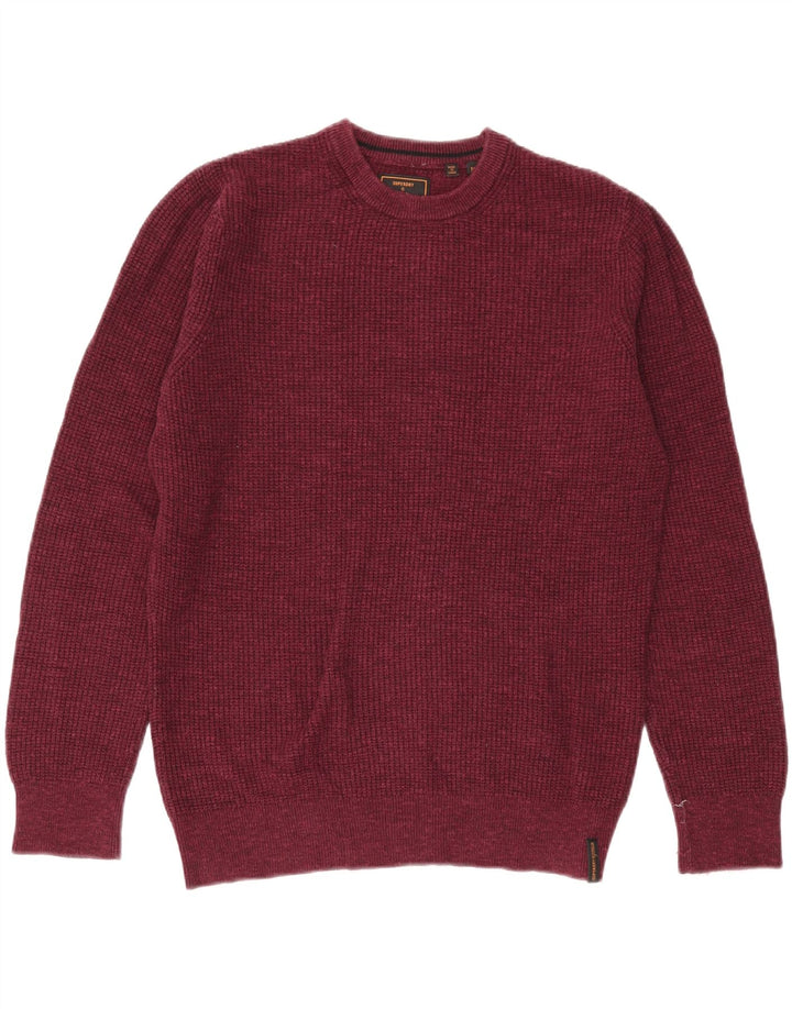 Superdry Pull à col rond en coton bordeaux moyen pour homme