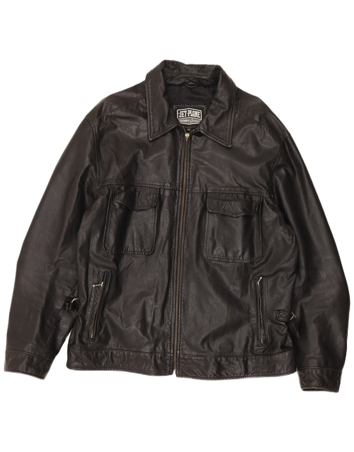 Jet Plane Veste en cuir pour homme IT 56 3XL Cuir noir