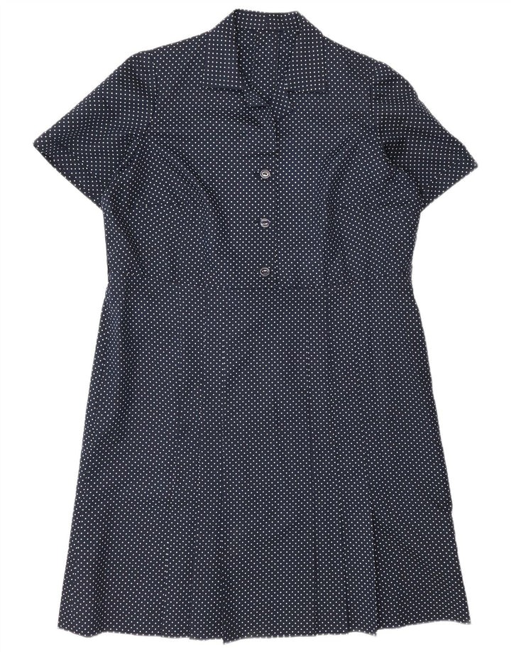 vintage Womens Shift Dress UK 16 Grand Bleu Marine Repéré