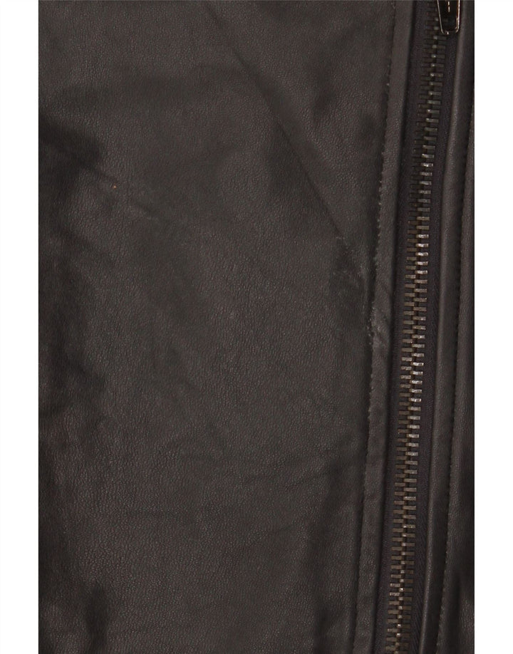 Simona Barbieri Veste de motard en cuir Twin-Set pour femme UK 10 Small Noir