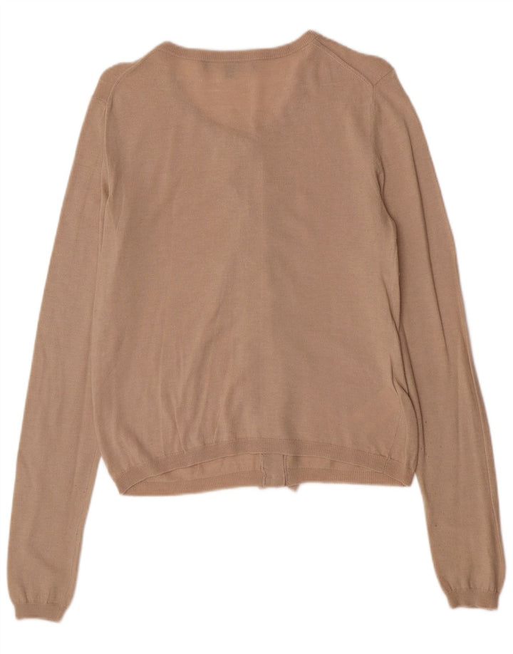 Elisabetta Franchi Cardigan à volants sur le devant pour femme IT 44 Beige moyen